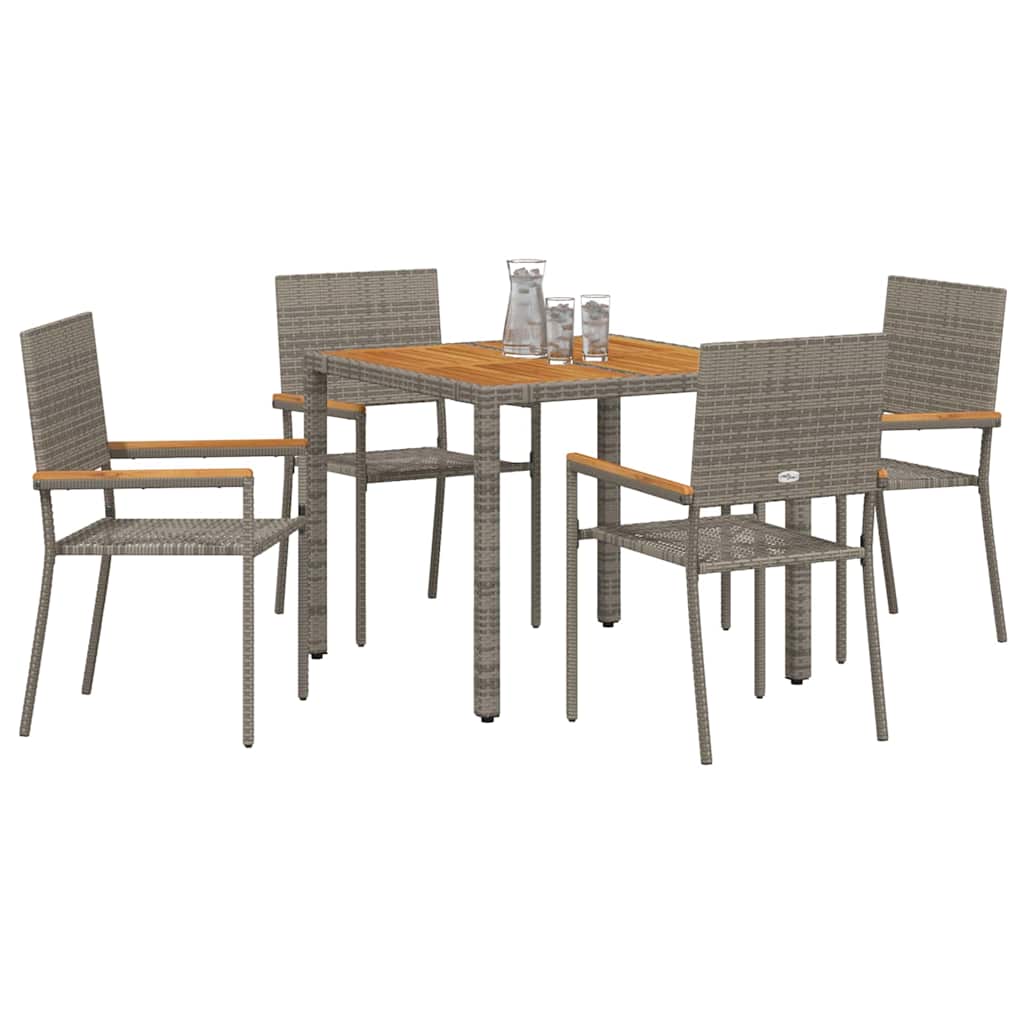 Garden Dining Set 5 pcs Grey 90 x 90 x 75 cm Poly Rattan