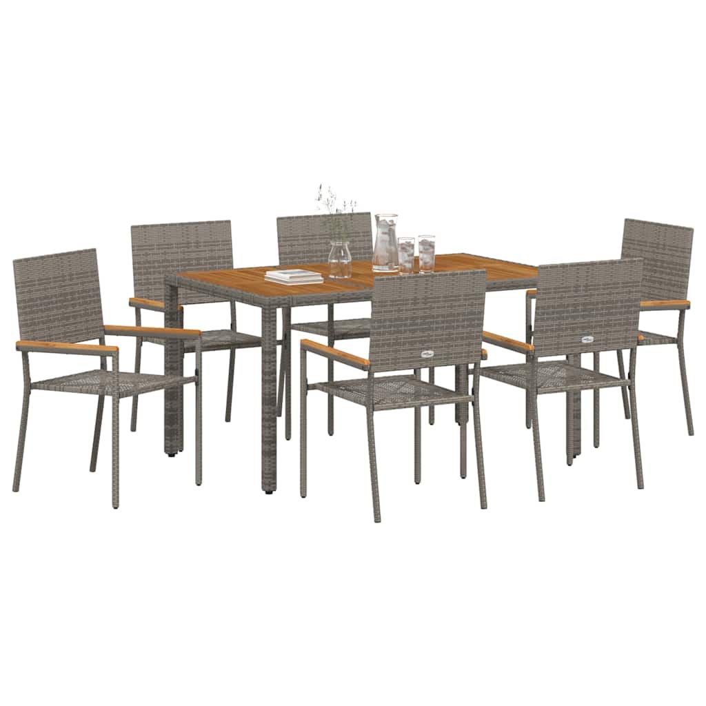Garden Dining Set 7 pcs Grey Poly Rattan