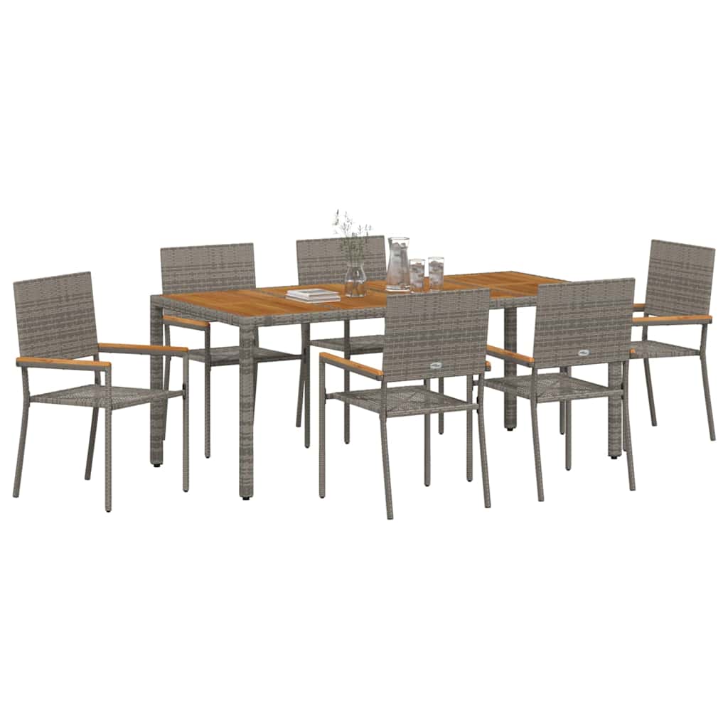 Garden Dining Set 7 pcs Grey Poly Rattan