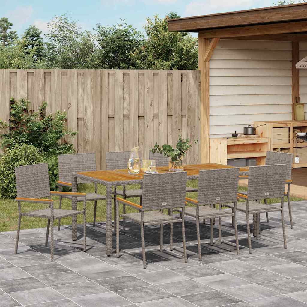 Garden Dining Set 9 pcs Grey Poly Rattan