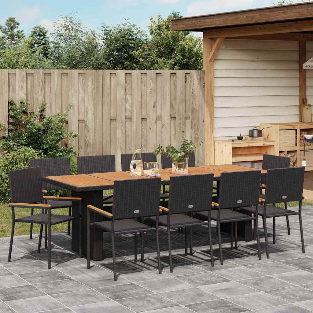 Garden Dining Set 11 pcs Black Poly rattan