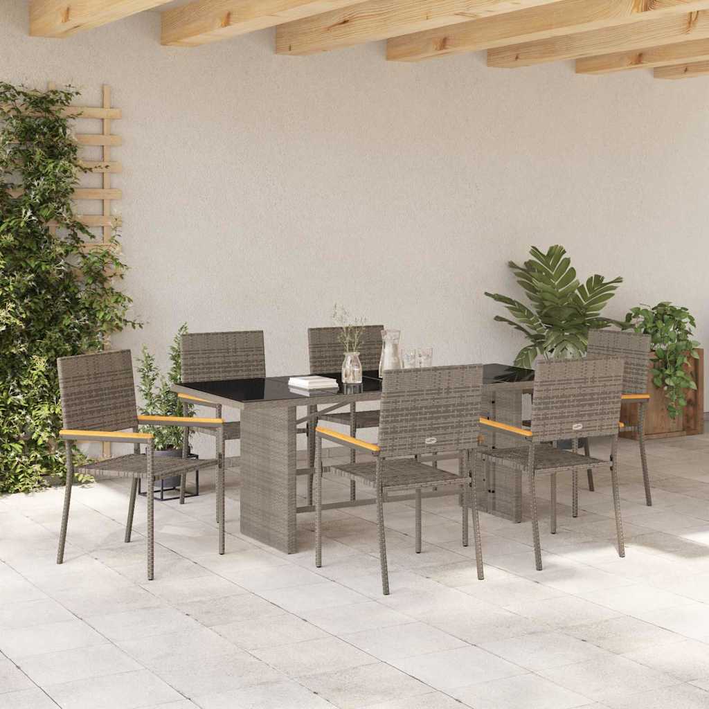 Garden Dining Set 7 pcs Grey 190 x 80 x 75 cm Poly Rattan
