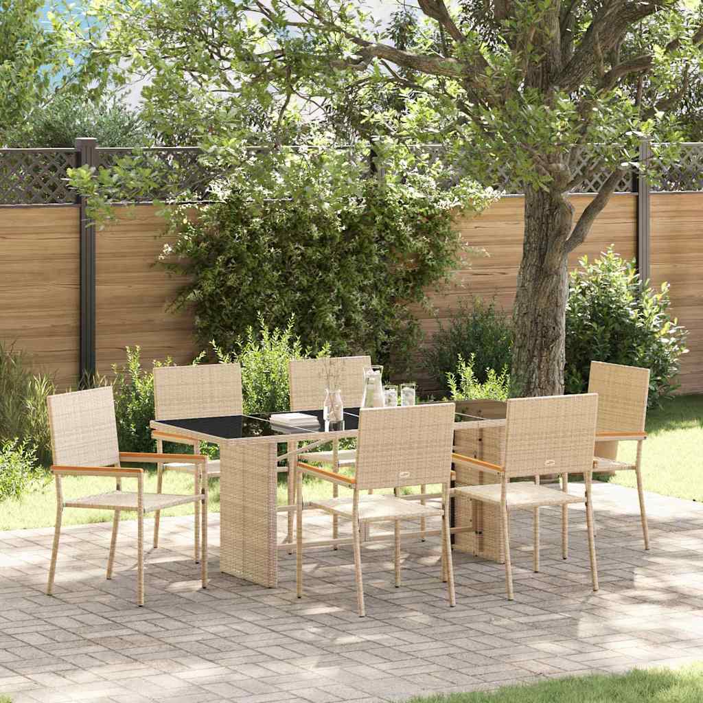 Garden Dining Set 7 pcs Beige 190 x 80 x 75 cm Poly Rattan