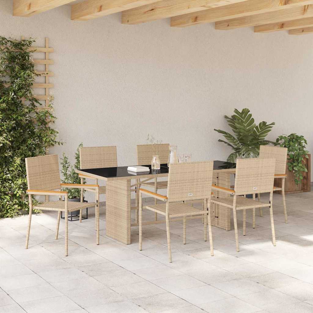 Garden Dining Set 7 pcs Beige 190 x 80 x 75 cm Poly Rattan
