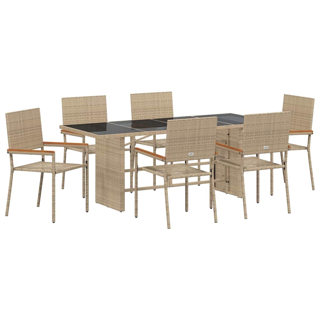 Garden Dining Set 7 pcs Beige 190 x 80 x 75 cm Poly Rattan