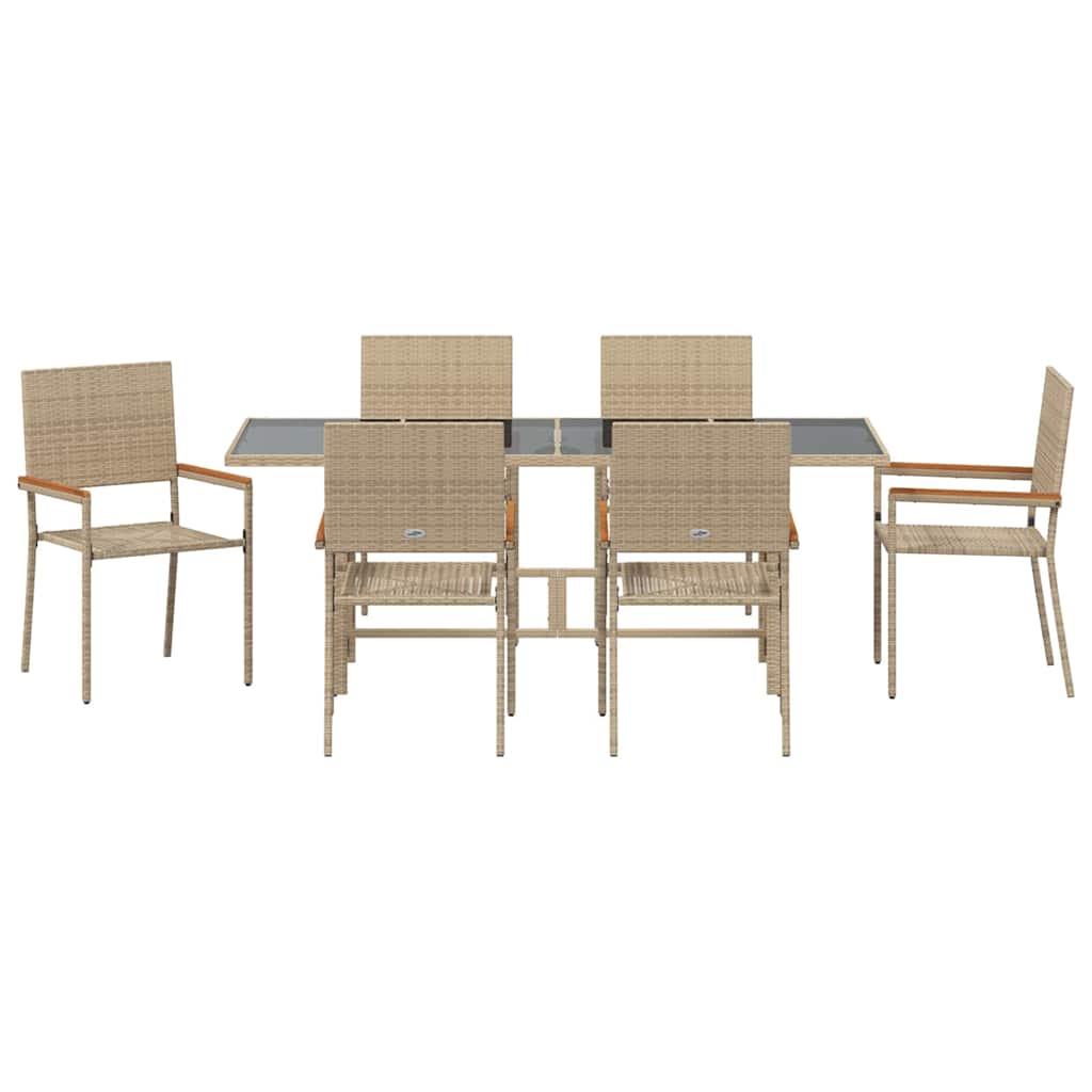 Garden Dining Set 7 pcs Beige 190 x 80 x 75 cm Poly Rattan