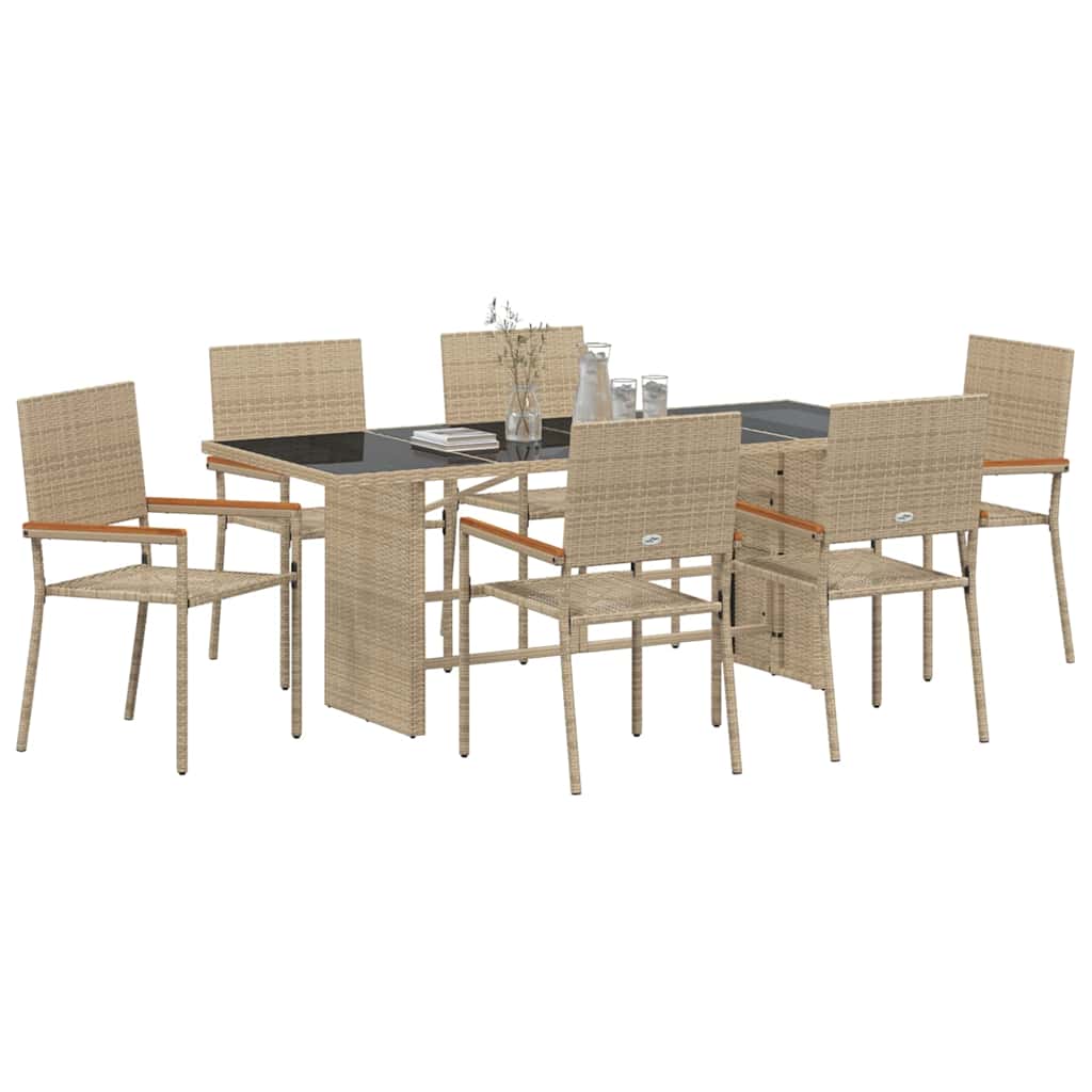 Garden Dining Set 7 pcs Beige 190 x 80 x 75 cm Poly Rattan
