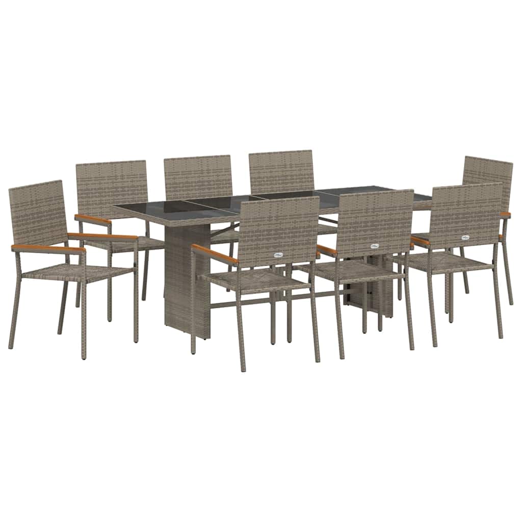 Garden Dining Set 9 pcs Grey Poly Rattan