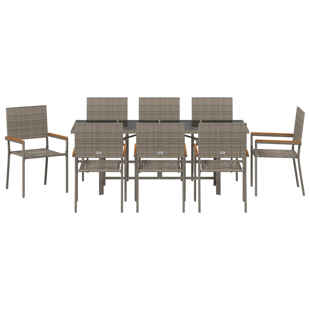 Garden Dining Set 9 pcs Grey Poly Rattan