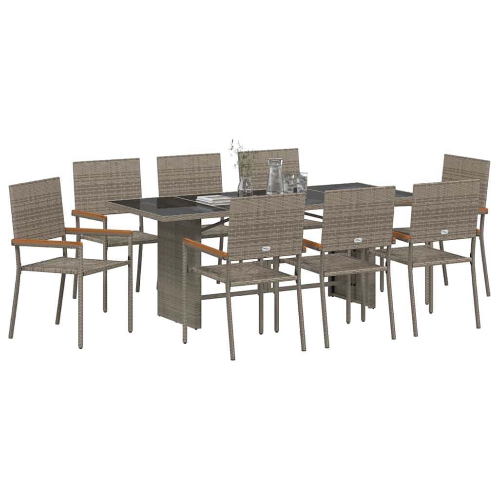 Garden Dining Set 9 pcs Grey Poly Rattan