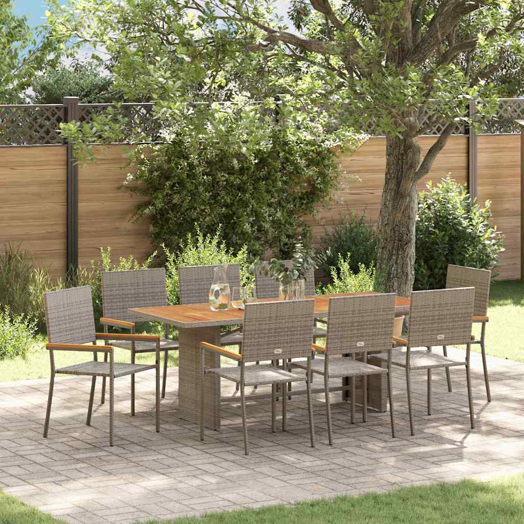 Garden Dining Set 9 pcs Grey Poly Rattan