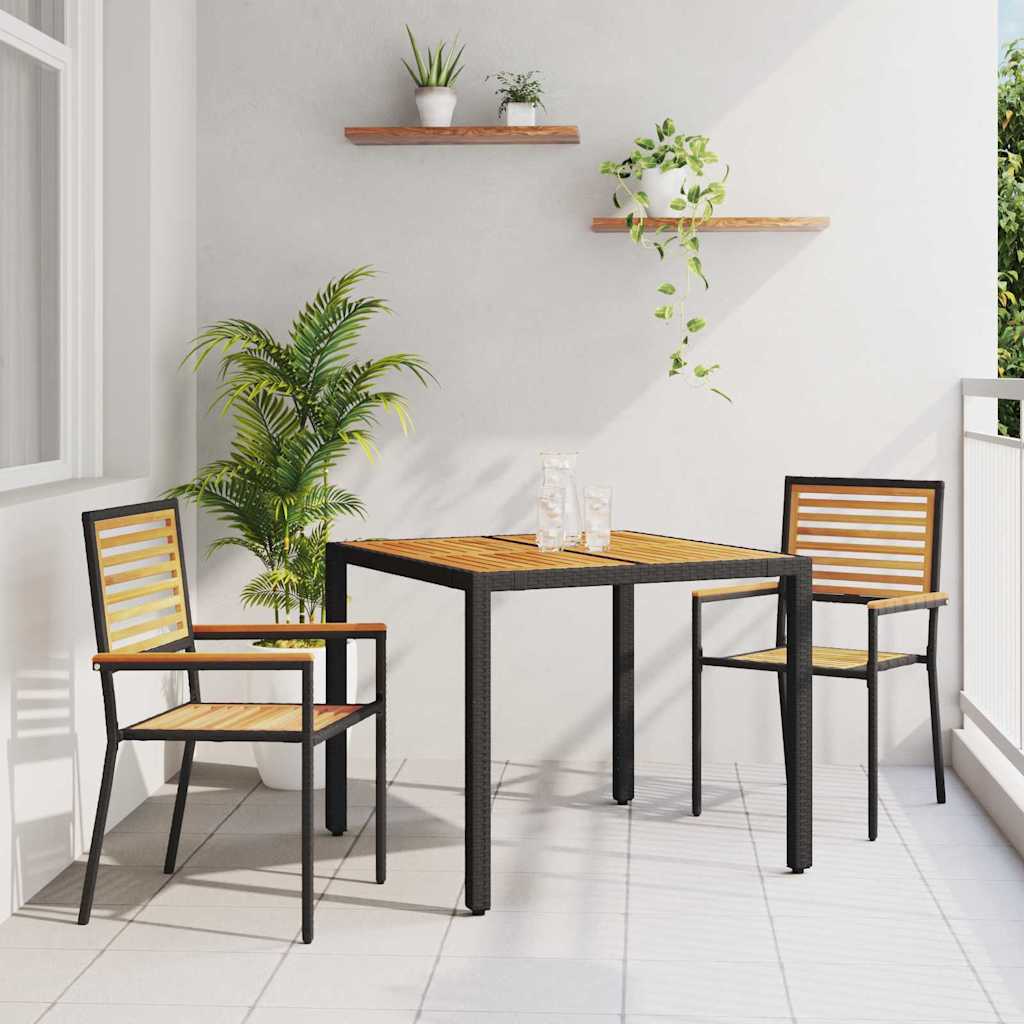 Garden Dining Set 3 pcs Black Poly Rattan