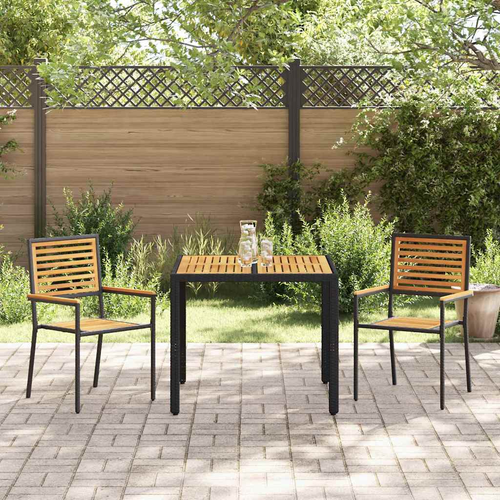 Garden Dining Set 3 pcs Black Poly Rattan