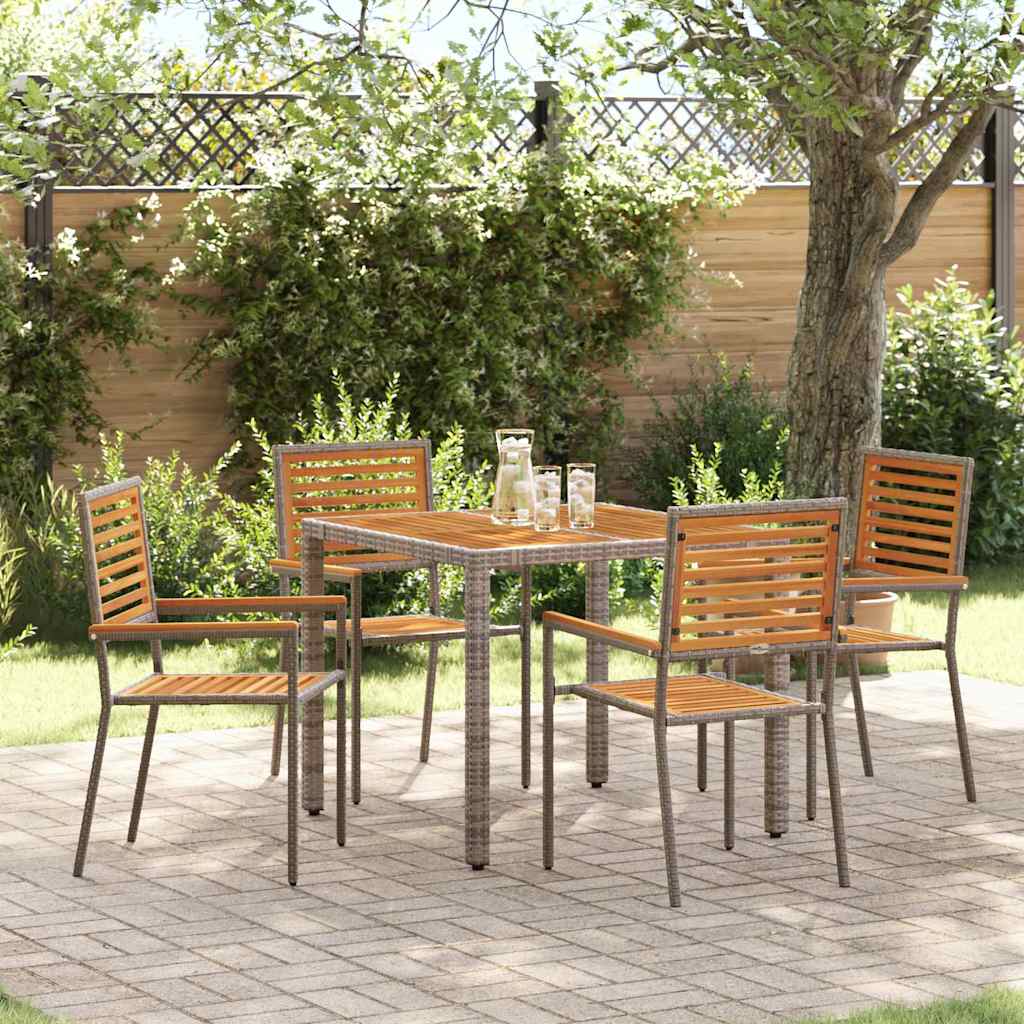 Garden Dining Set 5 pcs Grey Poly Rattan