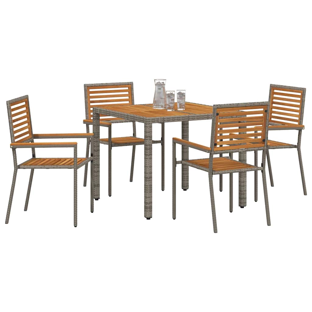 Garden Dining Set 5 pcs Grey Poly Rattan