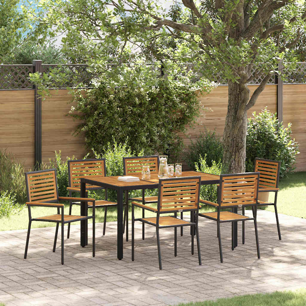 Garden Dining Set 7 pcs Black 150 x 90 x 75 cm Poly Rattan