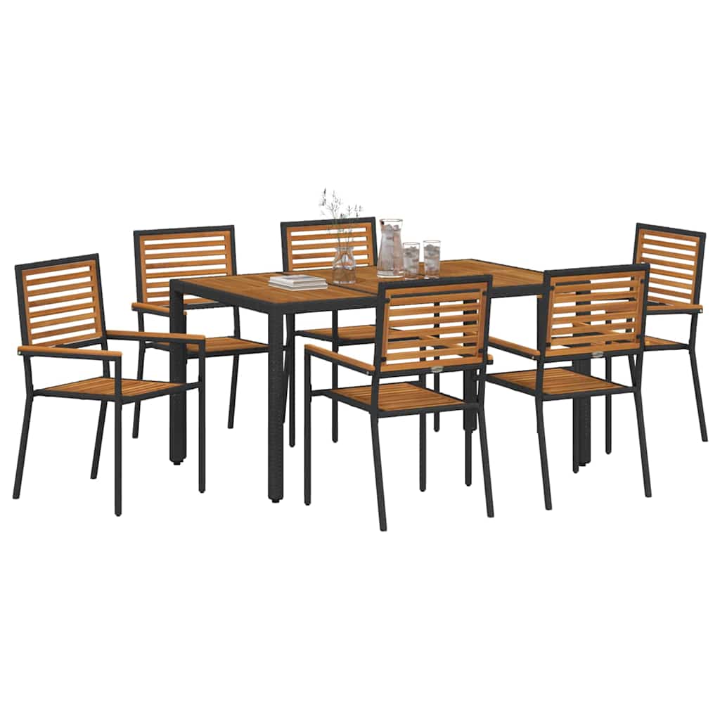 Garden Dining Set 7 pcs Black 150 x 90 x 75 cm Poly Rattan