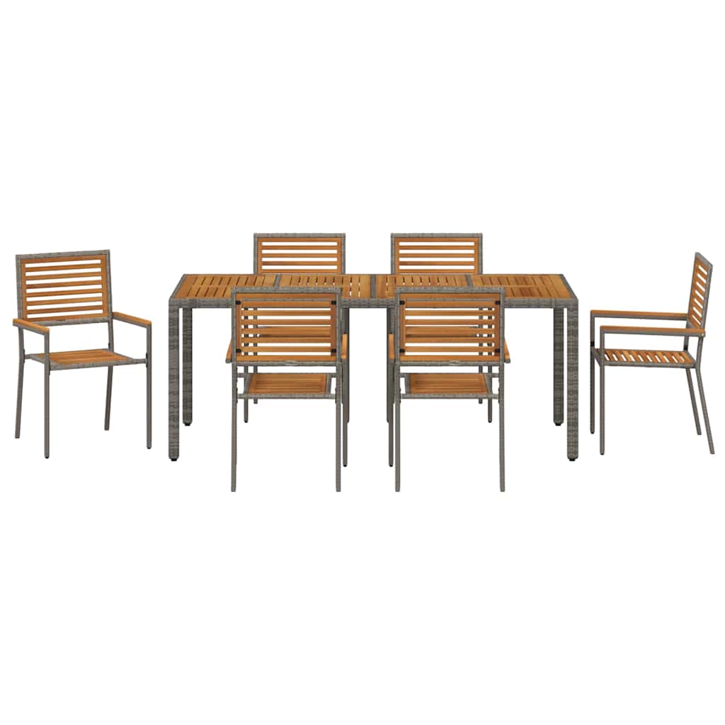 Garden Dining Set 7 pcs Grey 190 x 90 x 75 cm Poly Rattan