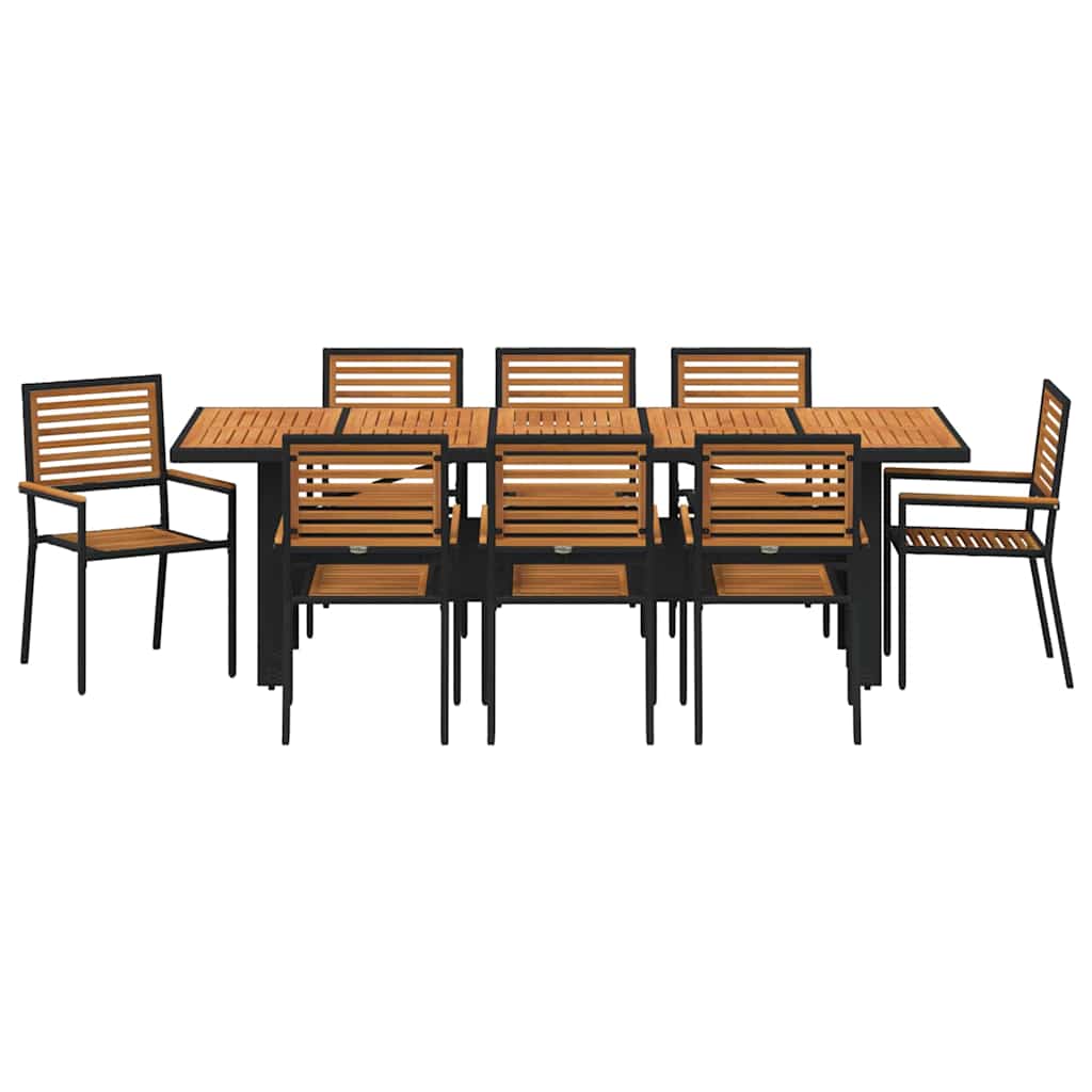 Garden Dining Set 9 pcs Black Poly Rattan