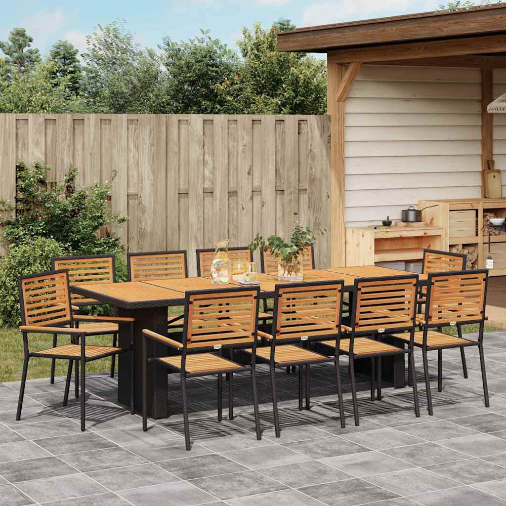 Garden Dining Set 11 pcs Black Poly Rattan