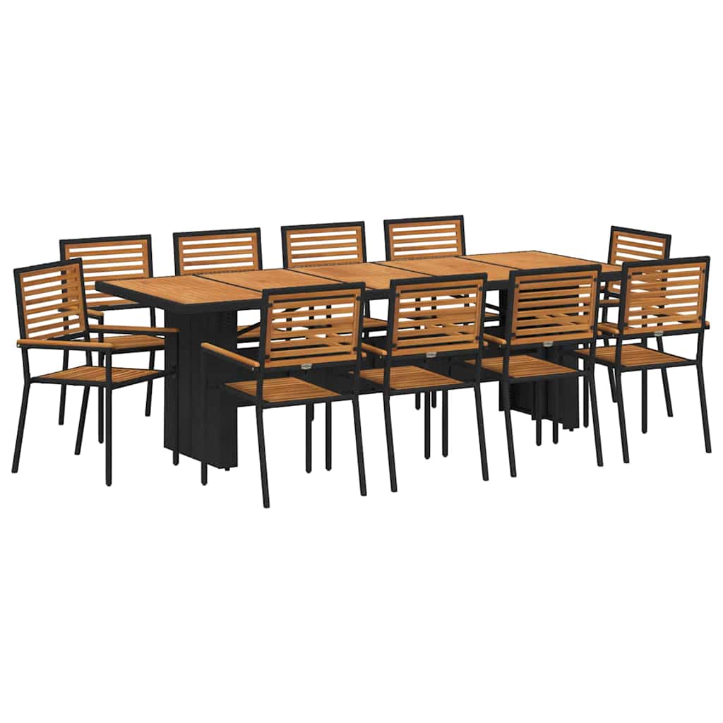 Garden Dining Set 11 pcs Black Poly Rattan