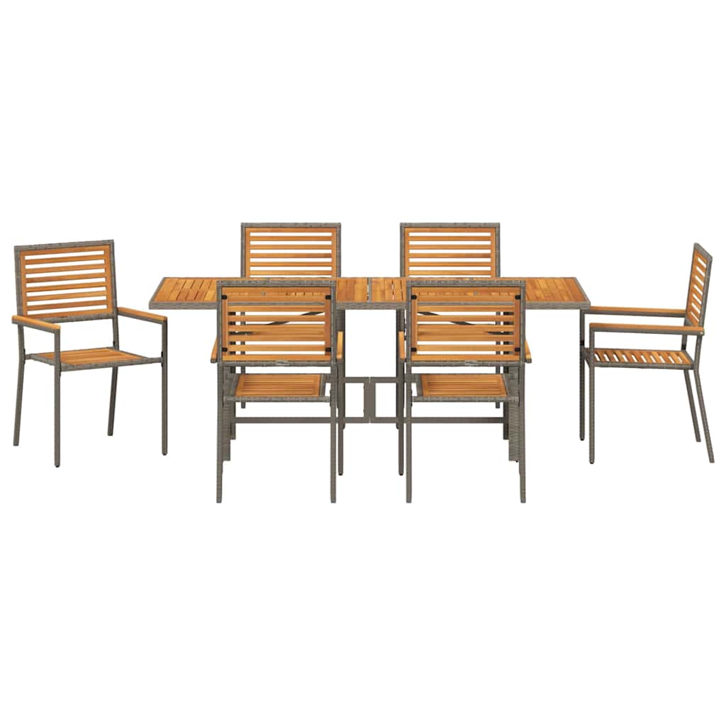 Garden Dining Set 7 pcs Grey Poly Rattan