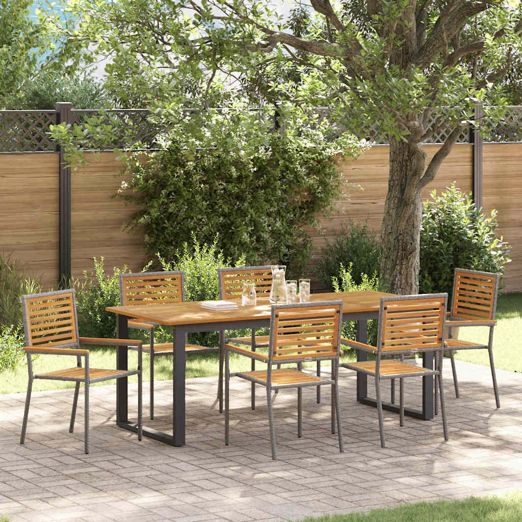 Garden Dining Set 7 pcs Grey Solid Acacia Wood