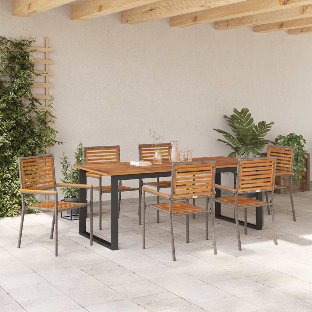 Garden Dining Set 7 pcs Grey Solid Acacia Wood