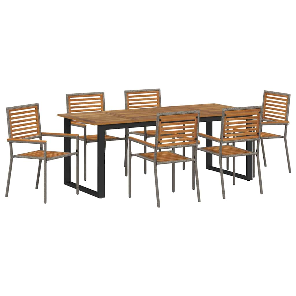 Garden Dining Set 7 pcs Grey Solid Acacia Wood