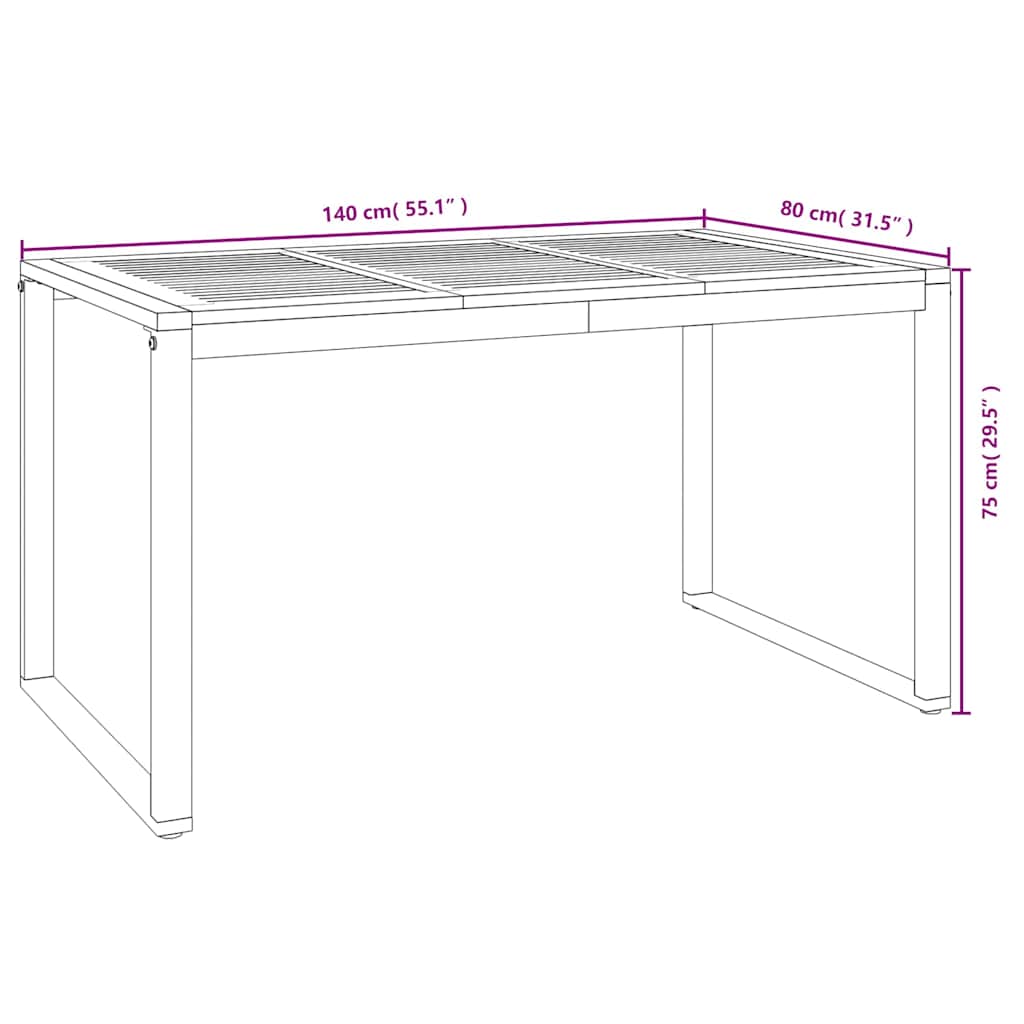 Garden Dining Set 5 pcs Grey and Wood 140 x 80 x 75 cm