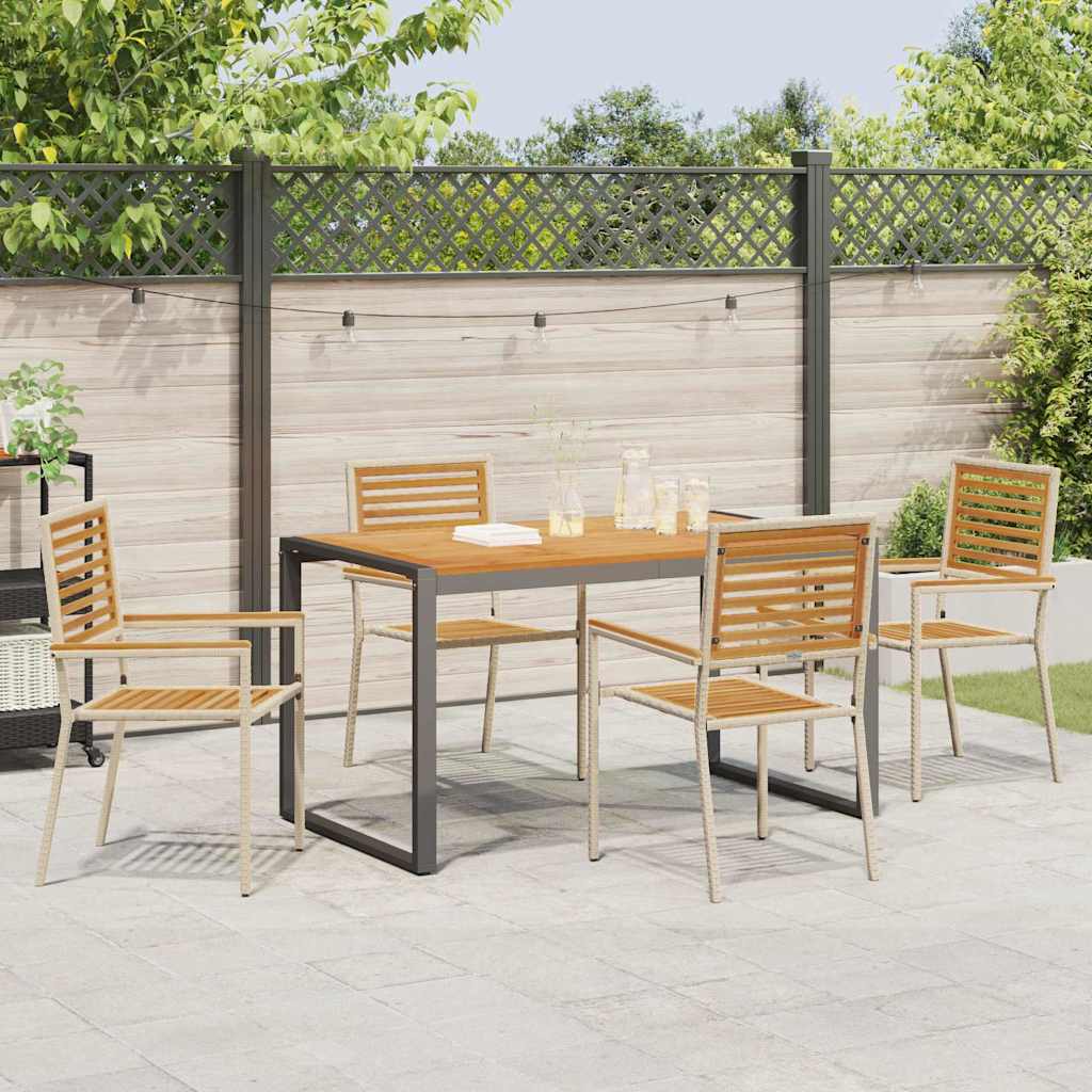 Garden Dining Set 5 pcs Beige Poly Rattan