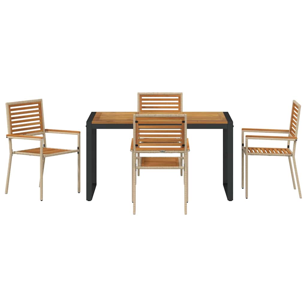 Garden Dining Set 5 pcs Beige Poly Rattan