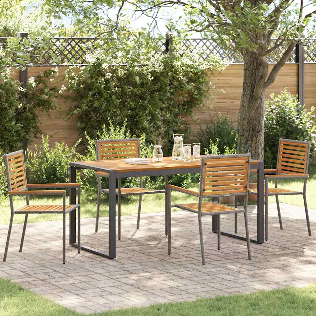 Garden Dining Set 5 pcs Grey and Brown Poly Rattan