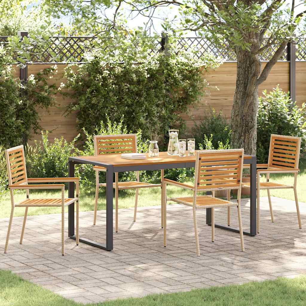 Garden Dining Set 5 pcs Beige and Brown Poly Rattan