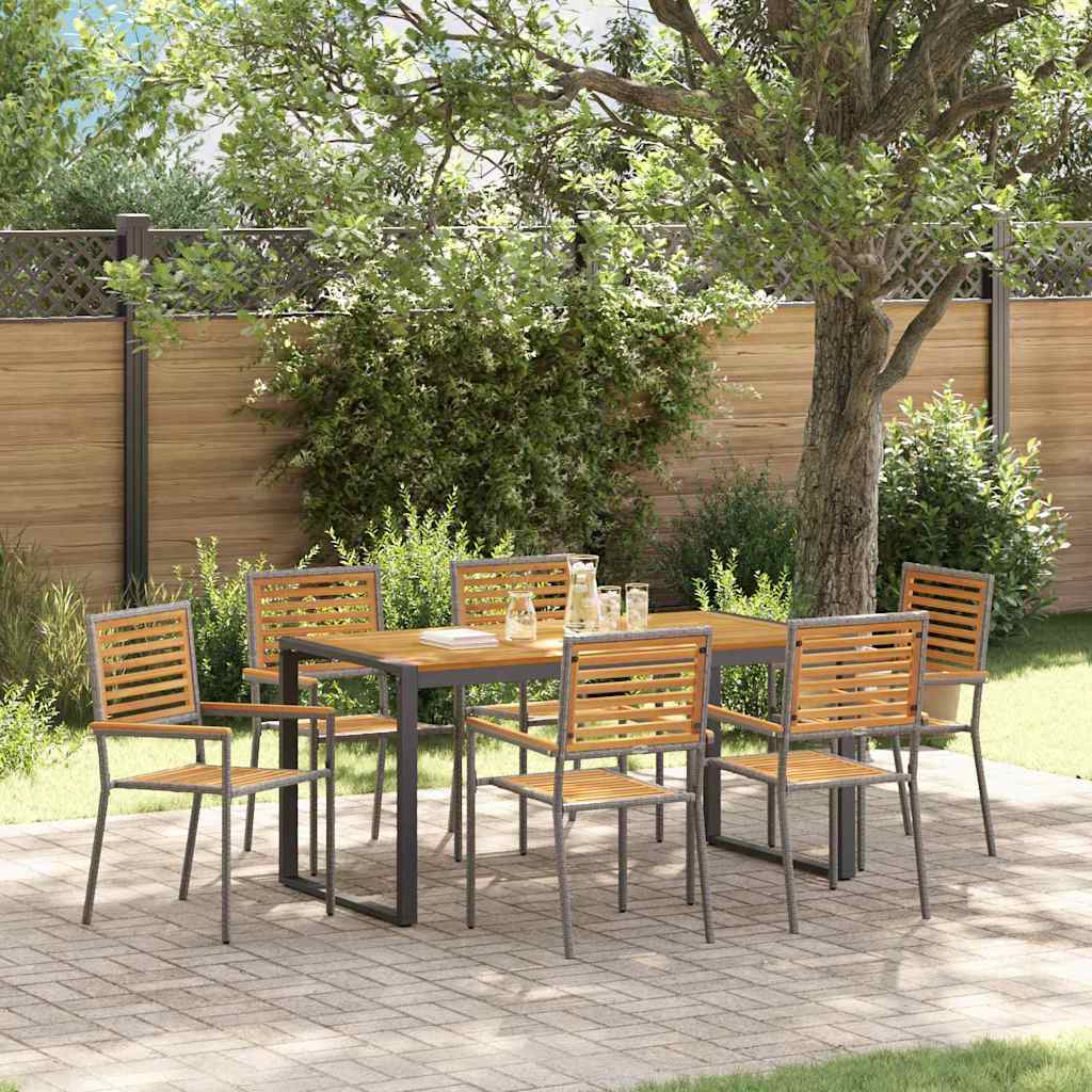 Garden Dining Set 7 pcs Grey and Brown Poly Rattan
