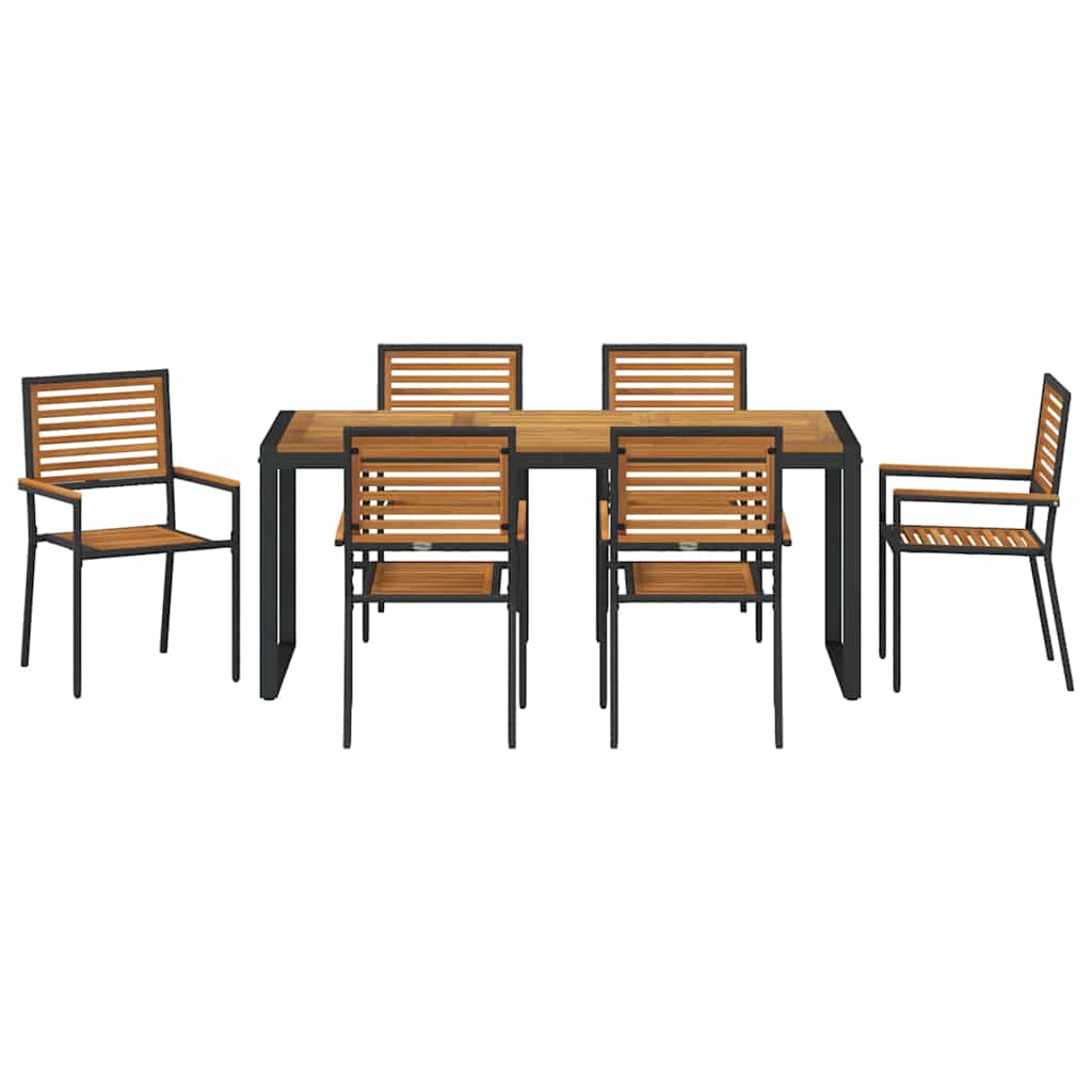 Garden Dining Set 7 pcs Black and Brown Poly Rattan