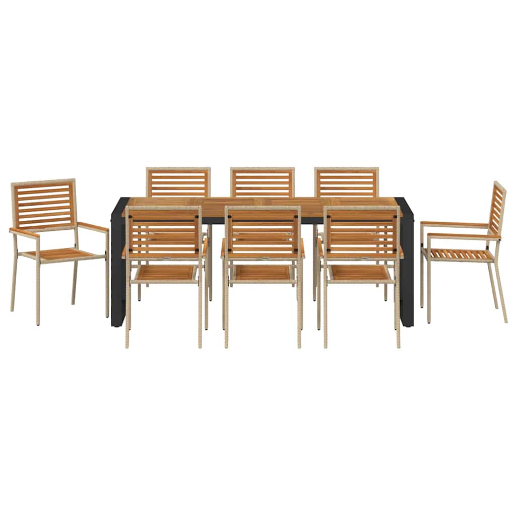 Garden Dining Set 9 pcs Beige Poly Rattan