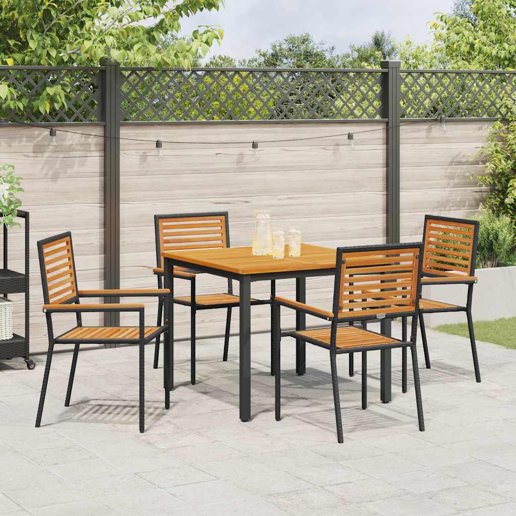 Garden Dining Set 5 pcs Black and Brown Poly Rattan