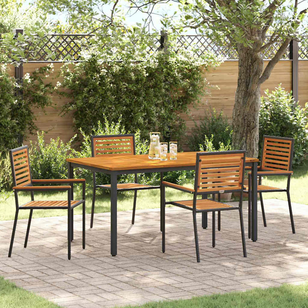 Garden Dining Set 5 pcs Black Poly Rattan