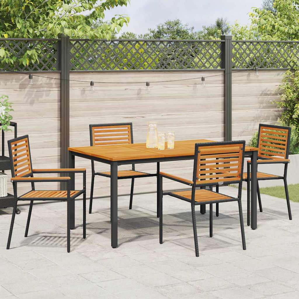 Garden Dining Set 5 pcs Black Poly Rattan