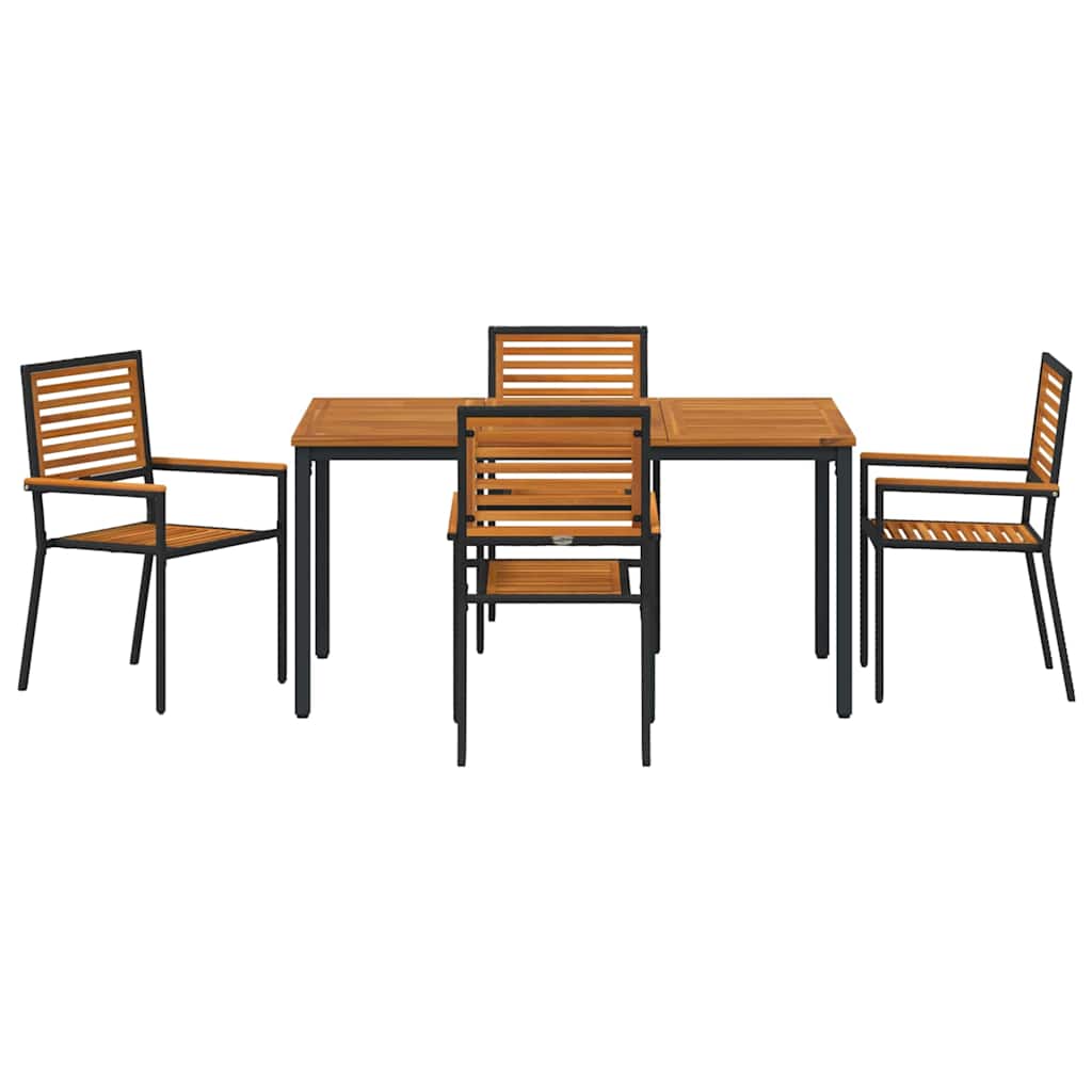 Garden Dining Set 5 pcs Black Poly Rattan