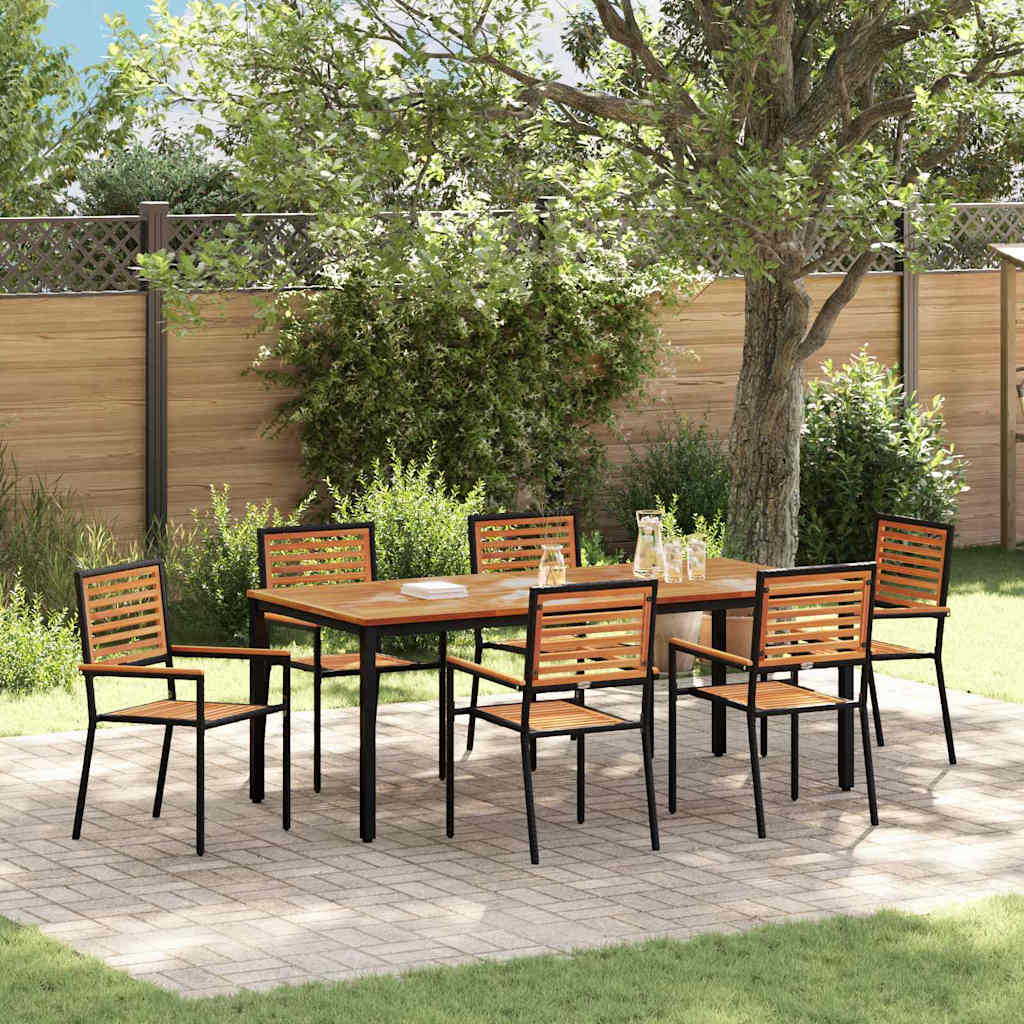 Garden Dining Set 7 pcs Black 200 x 100 x 75 cm Poly Rattan