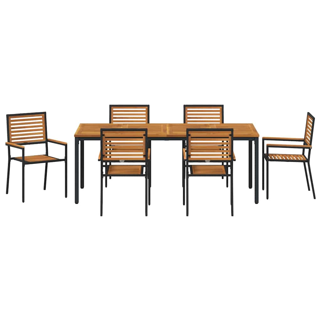Garden Dining Set 7 pcs Black 200 x 100 x 75 cm Poly Rattan