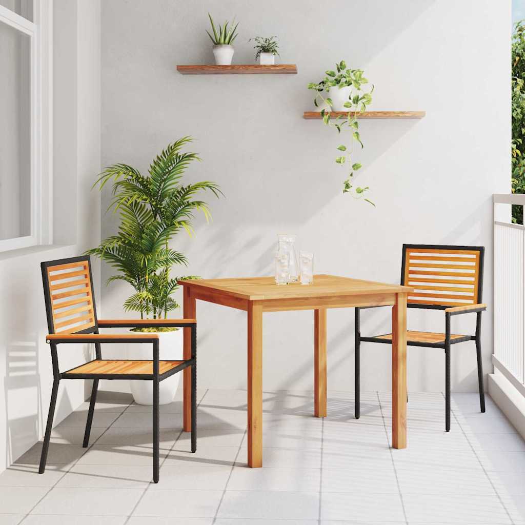 Garden Dining Set 3 pcs Black Poly rattan