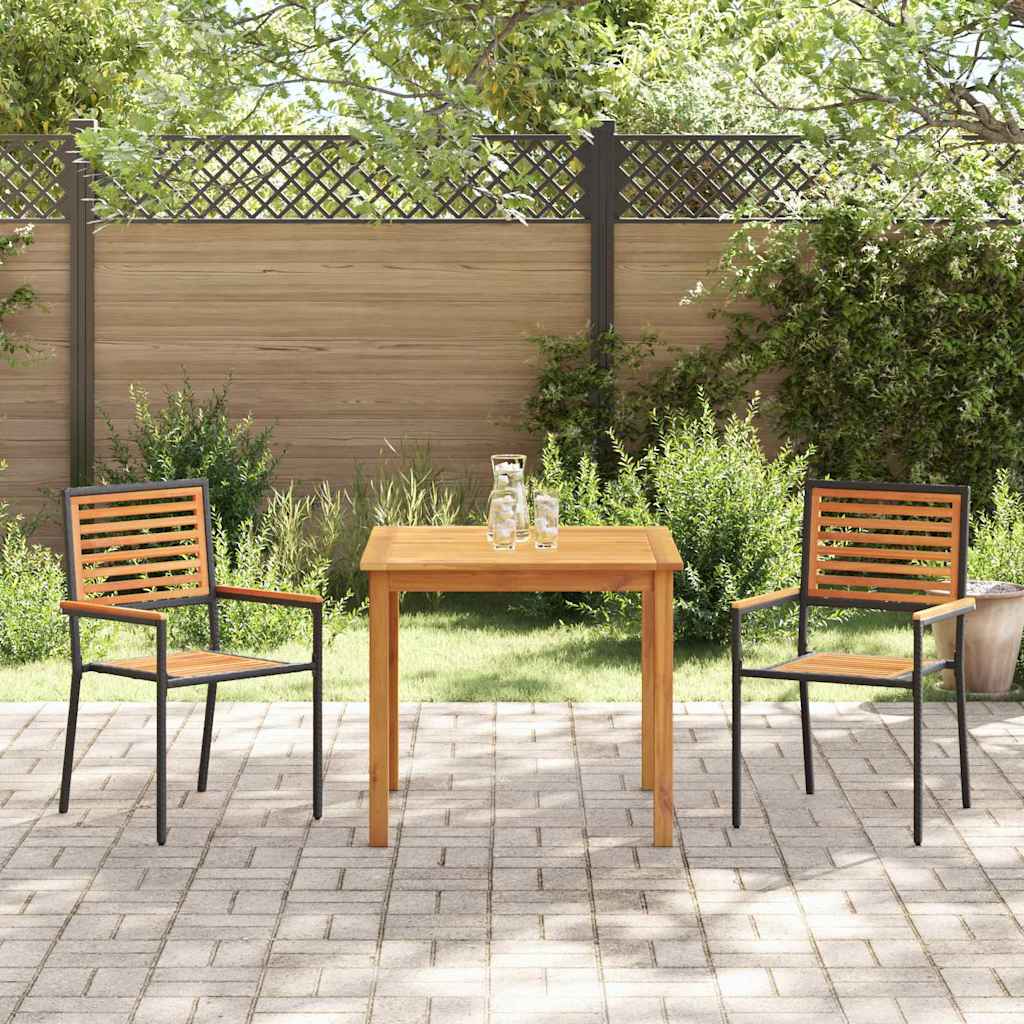 Garden Dining Set 3 pcs Black Poly rattan