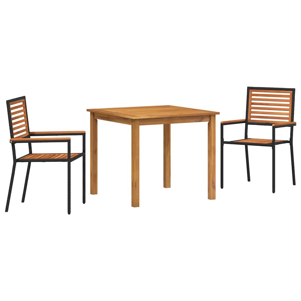 Garden Dining Set 3 pcs Black Poly rattan