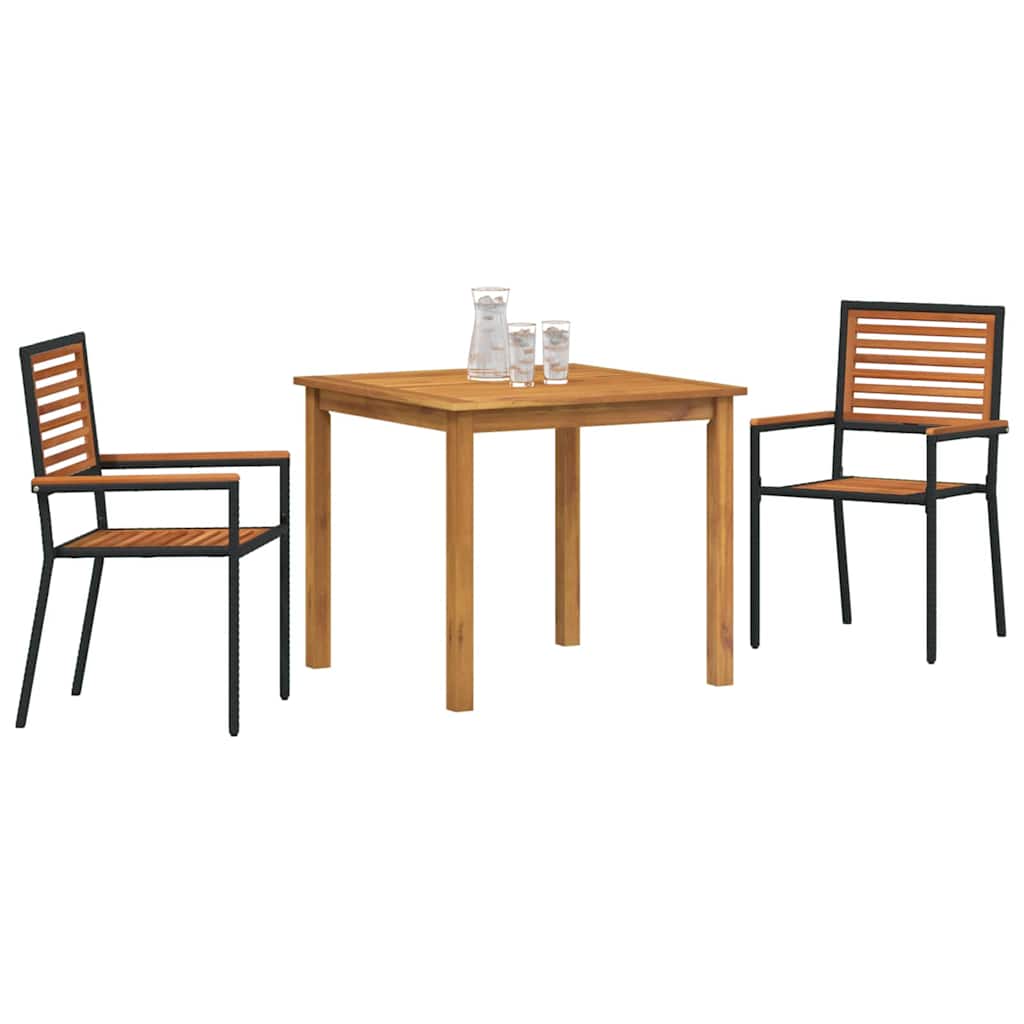 Garden Dining Set 3 pcs Black Poly rattan