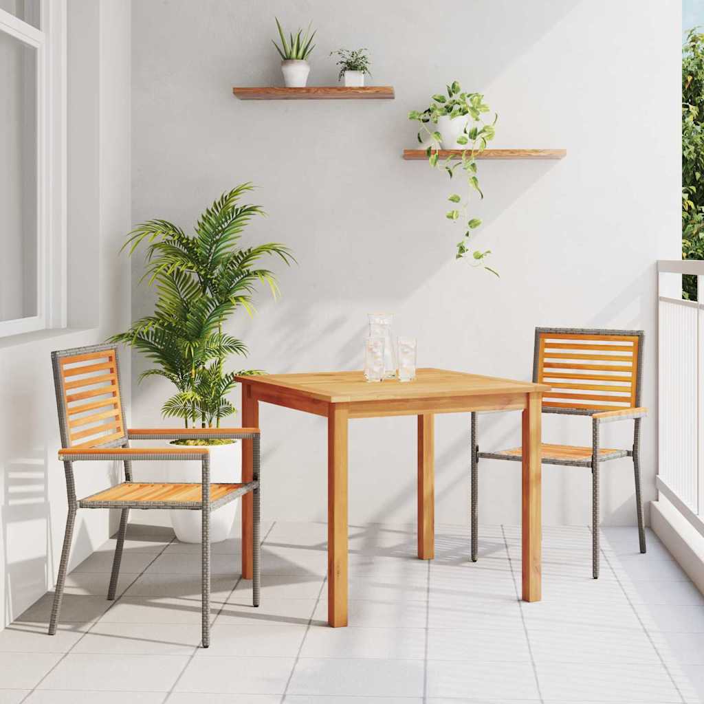 Garden Dining Set 3 pcs Grey Poly rattan