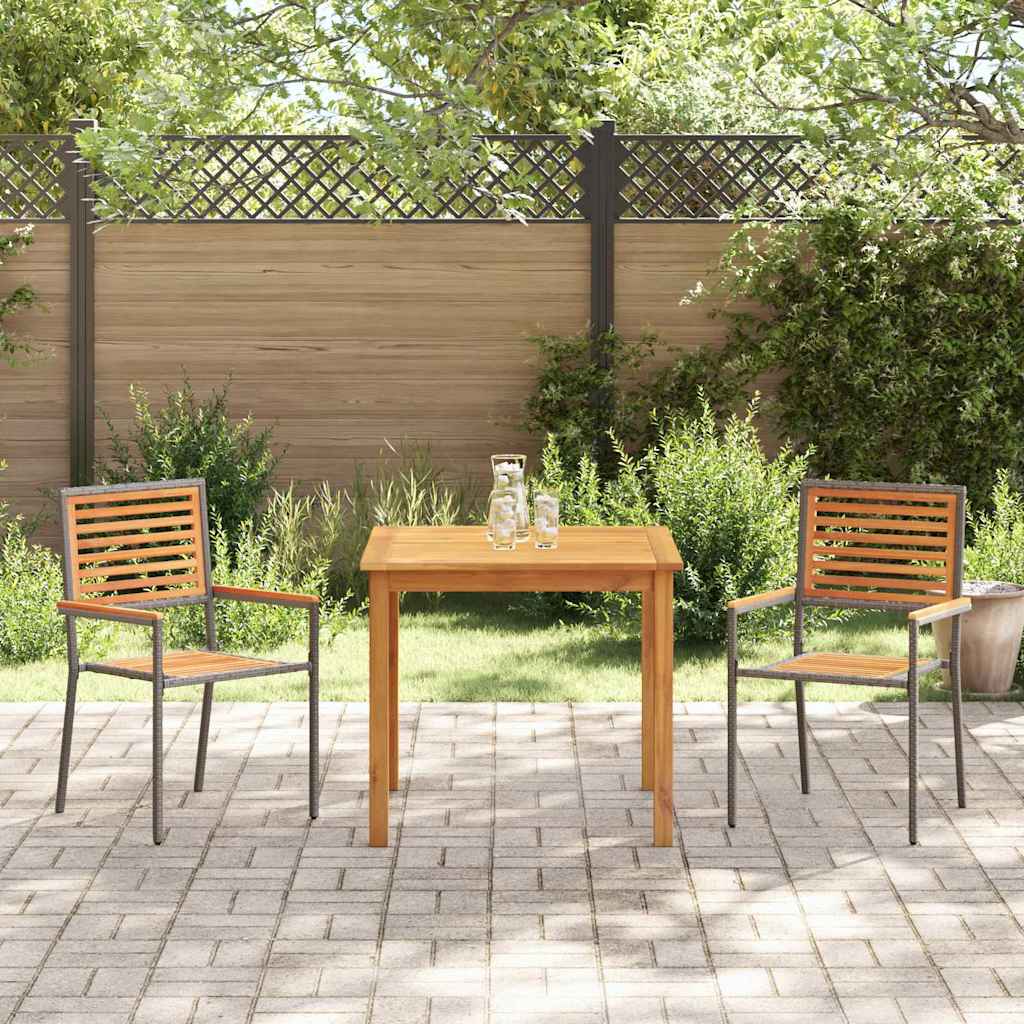 Garden Dining Set 3 pcs Grey Poly rattan