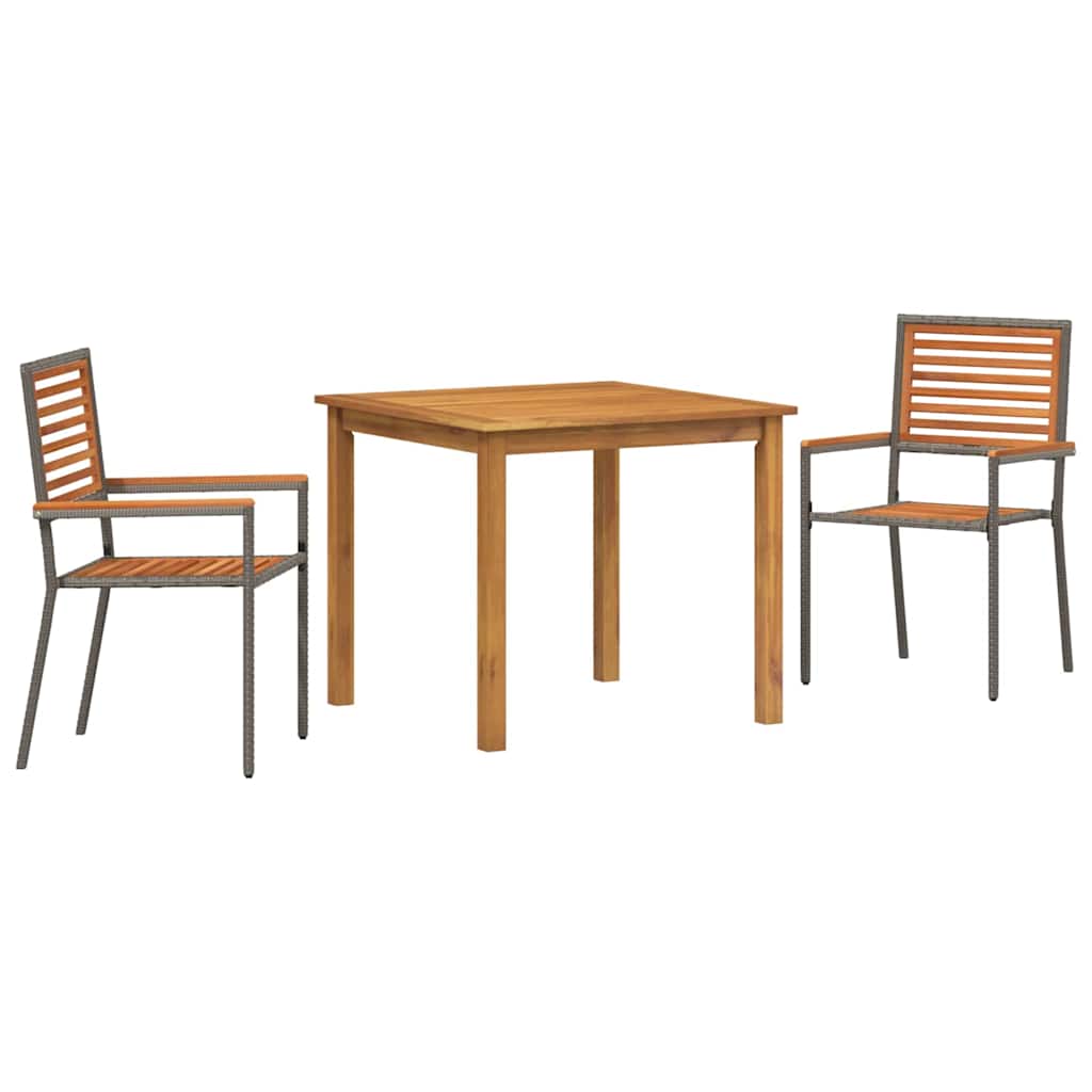 Garden Dining Set 3 pcs Grey Poly rattan